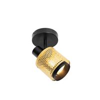 QAZQA Industriële spot zwart met goud - Kayden - thumbnail