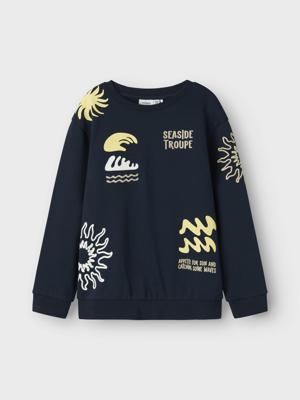 Name it zomer sweat shirt jongens - navy blauw - Nkmfesab