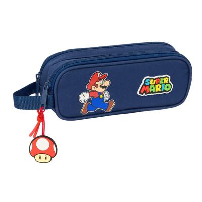 Pennenetui met 2 vakken Super Mario Trick Rood Donkerblauw 21 x 8 x 6 cm