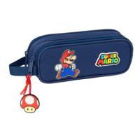 Pennenetui met 2 vakken Super Mario Trick Rood Donkerblauw 21 x 8 x 6 cm - thumbnail
