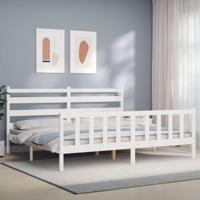Bedframe zonder matras massief grenenhout wit 200x200 cm - thumbnail