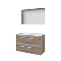 Basic-Line Basic 46 Badkamermeubelset - 100 x 46 cm - Met Grepen - 2 Lades - Acryl Wastafel - Zonder Kraangat - Spiegel - Scotch Oak - thumbnail