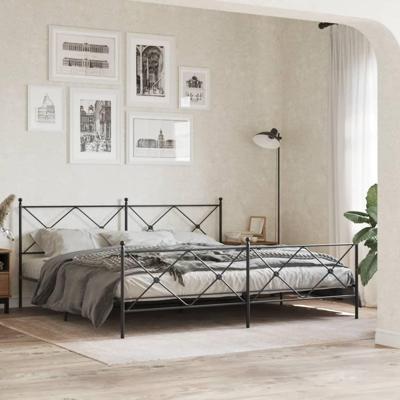 Bedframe met hoofd- en voeteneinde metaal zwart 193x203 cm