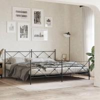 Bedframe met hoofd- en voeteneinde metaal zwart 193x203 cm - thumbnail
