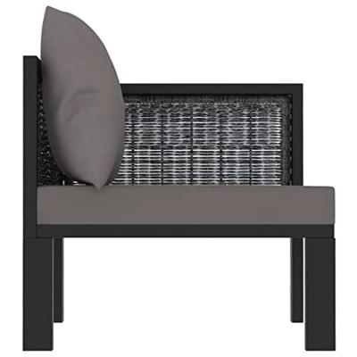 Hoekbank sectioneel met linkerarmleuning poly rattan antraciet - thumbnail