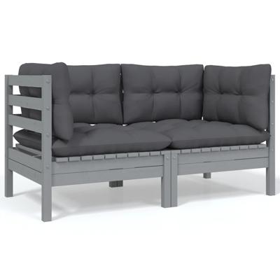 9-delige Loungeset met kussens massief grenenhout - thumbnail