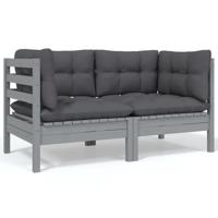 8-delige Loungeset met antracietkleurige kussens grenenhout - thumbnail