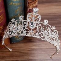Kristallen bruiloft kroon bruid kroon hoofdband accessoires haar sieraden ornamenten (zilver wit) - thumbnail