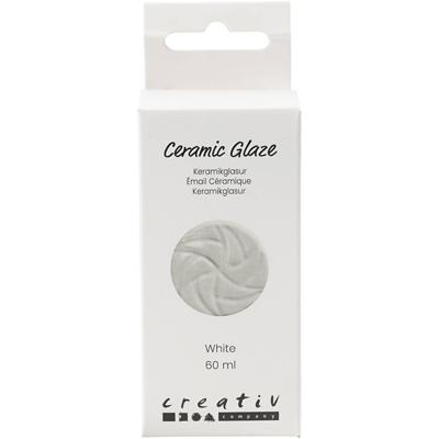 Creativ Company Keramiek glazuur, 984-1101 °c, dekkend, white, 60 ml/ 1 fles