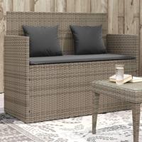 Tuinbank met kussens poly rattan grijs - thumbnail