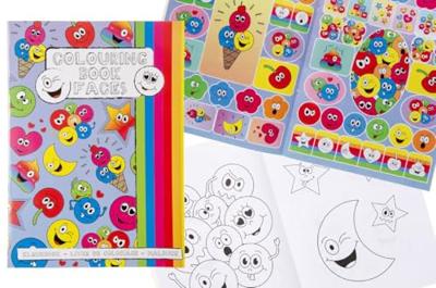 LG-Imports Kleurboek met stickervel lachgezicht