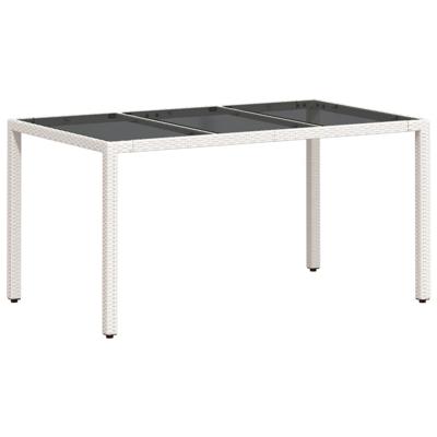 Tuintafel met glazen blad 150x90x75 cm poly rattan wit - thumbnail