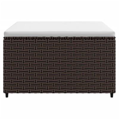 Voetensteunen 2 st met kussens poly rattan bruin