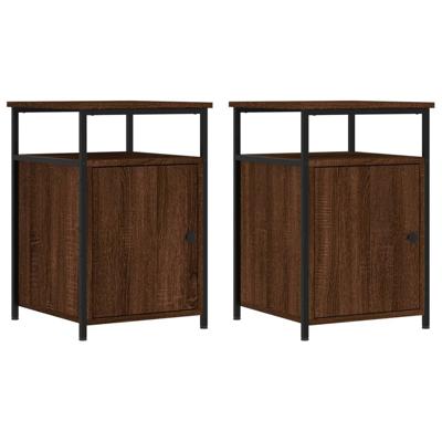 Nachtkastjes 2 st 40x42x60 cm bewerkt hout bruin eikenkleur