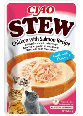 INABA Ciao Stew Chicken & Salmon - Kattensnoepje - 40g