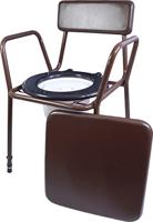 Toiletstoel in hoogte verstelbaar | Zithoogte 41 - 51 cm | Kleur: Bruin | Po stoel | Zachte zitting en rugleuning - thumbnail