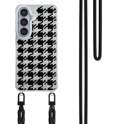 Samsung Galaxy S26 hoesje met zwart koord - Pied de Poule Samsung Galaxy S26 hoesje met zwart koord - Pied de Poule