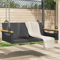 Schommelbank 109x62x40 cm poly rattan zwart - thumbnail