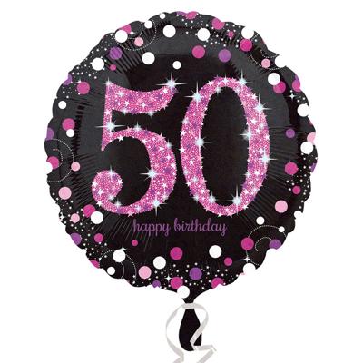 FolieBallon 50 jaar happy birthday pink 43cm
