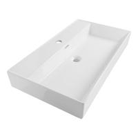 Brauer Lunar Wastafel - 80 cm - met 1 Spoelbak en 1 Kraangat - Keramiek Hoogglans Wit - thumbnail
