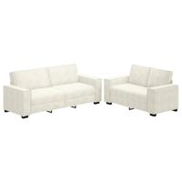 2-delige Loungeset met kussens fluweel crèmekleurig - thumbnail