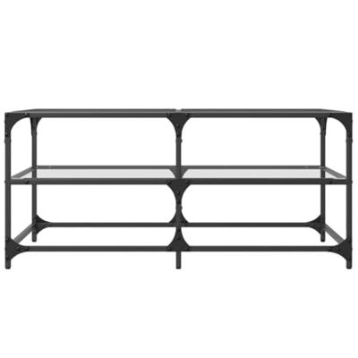 Salontafel met transparant glazen blad 98,5x50x45 cm staal