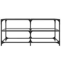 Salontafel met transparant glazen blad 98,5x50x45 cm staal - thumbnail