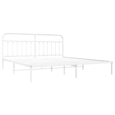 Bedframe met hoofdbord metaal wit 200x200 cm - thumbnail