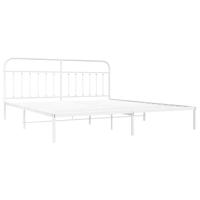 Bedframe met hoofdbord metaal wit 200x200 cm - thumbnail