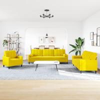 3-delige Loungeset met kussens en bolsters fluweel geel - thumbnail