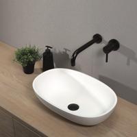 Opzetwastafel Luca Sanitair Ovaal 48x32.5x13.5 Solid Surface Mat Wit Luca Sanitair - thumbnail