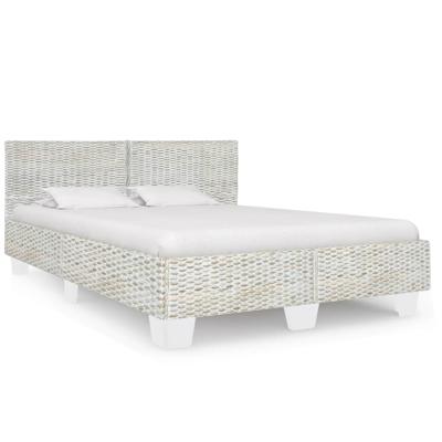 Bedframe natuurlijk rattan grijs 160x200 cm