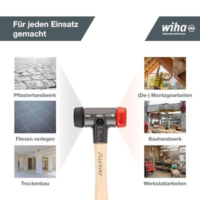 Wiha Kunststof hamer Safety | middelzacht/hard | met hickorysteel | rond-slagkop | 30 mm - 26611 - 26611