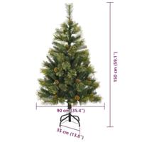 VidaXL Kunstmatige scharnier kerstboom met cones groen 150 cm - thumbnail