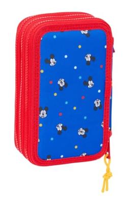 Driedubbele Pennenzak Mickey Mouse Clubhouse Good day Blauw 12,5 x 19,5 x 5,5 cm 37 Onderdelen