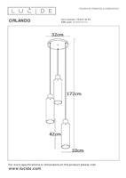 Lucide ORLANDO - Hanglamp - Ø 32 cm - 3xE27 - Fumé - thumbnail