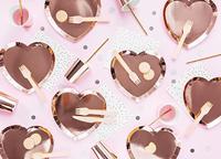 Metallic Feestbordjes Hartje Rosé goud (6st) - thumbnail