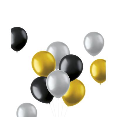 Ballonnenset Goud, Zilver En Zwart Metallic (10st)