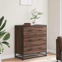 Dressoir 68x35x76 cm bewerkt hout en metaal bruin eikenkleur - thumbnail