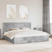 Bedframe met hoofdeinde Beton Grijs 200 x 200 cm Bewerkt hout - thumbnail