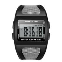 SANDA 222 mannen sport outdoor alpinisme digitale elektronische horloge vierkant multi functioneel waterdicht horloge (wit) - thumbnail