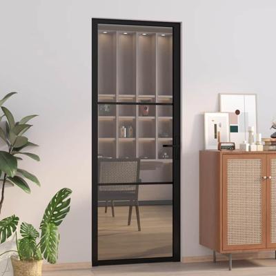 VidaXL Binnendeur 76x201,5 cm esg-glas en aluminium zwart