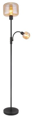 Globo Zwarte vloerlampGiuseppe amber glas - 15566SA