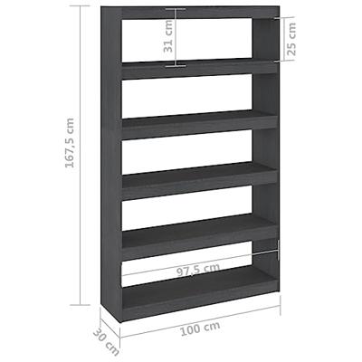 Boekenkast/kamerscherm 100x30x167,5 cm massief grenenhout grijs - thumbnail