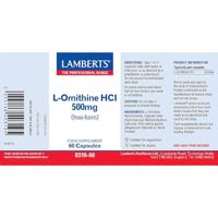 Lamberts L-ornithine 500mg Vegacapsules - thumbnail