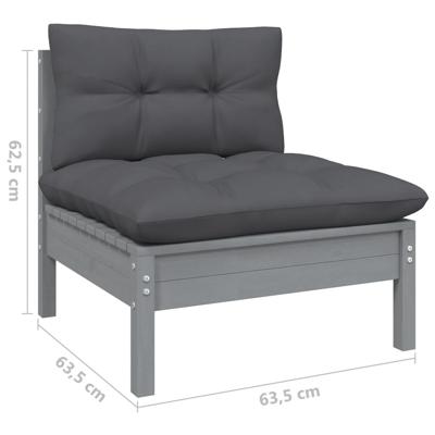 13-delige Loungeset met antracietkleurige kussens grenenhout - thumbnail