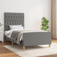 Bedframe zonder matras 90x200 cm stof donkergrijs - thumbnail