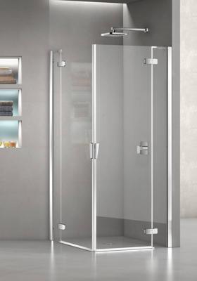 Duka Pura R 5000 hoekinstap R.deel 90(B)x200(H) cm (voor comb. hoekinstap L.deel, gemonteerd op een vloer - glas midden) chroom/zilver hoogglans gesatineerd glas - scharniervariant soft design chroom