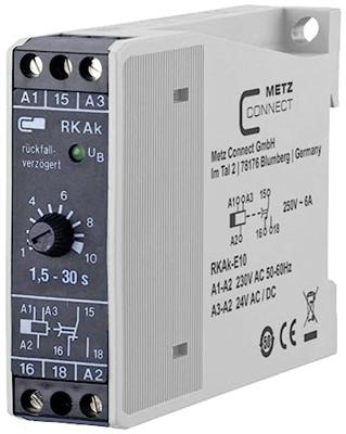 Metz Connect 110304412004 RKAk-E10 Tijdrelais Uitschakelvertraging 230 V/AC 1 stuk(s) 1x wisselcontact Metz Connect 110304412004 RKAk-E10 Tijdrelais Uitschakelvertraging 230 V/AC 1 stuk(s) 1x wisselcontact