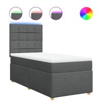 Boxspring met matras stof donkergrijs 90x200 cm - thumbnail